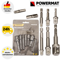 "Hex Adapter Set Satz 8 Tlg. Stecknuss Nuss 1/4\" 3/8” 1/2\" Akkuschrauber Bohrer"