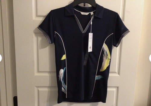 Lady Hagen Womens Dark Navy Blue Short Sleeve Collared Neck Golf Polo X Small
