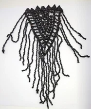 Mourning Beaded Trim Applique Antique Vintage Victorian Fringe Triangle BB61-11