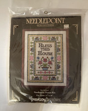 NIP PARAGON NEEDLECRAFT NEEDLEPOINT PICTURE KIT "BLESS THIS HOUSE" 14"x18" 1985