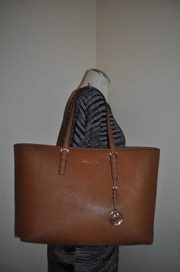 NEW $298+ MICHAEL Michael Kor Medium Saffiano Leather Tote LUGGAGE Brown Handbag