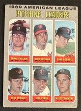 1970 Topps Pitching Leaders McLain Cuellar Boswell McNally Perry Stottlemyre #70
