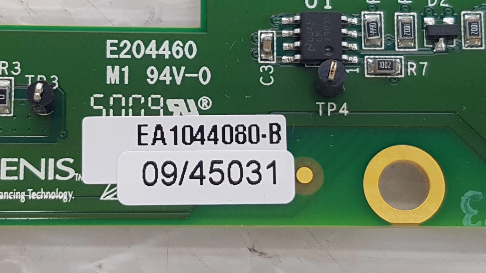 Label EA1044080-B and 09/45031 next to E204460 M1 94V-0 marking