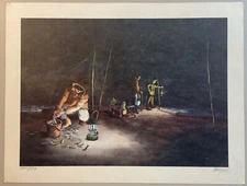 Tom Lynch - “Smelt Fishing” Lithograph Hand Signed And Titled By Artist