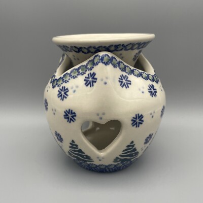Bolesławiec Polish Pottery Wax Warmer Melt Burner Tea Light Candle Trees Snow