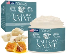 Beef Tallow Salve – All Natural Grass Fed Beef Tallow & Honey All Purpose Balm –