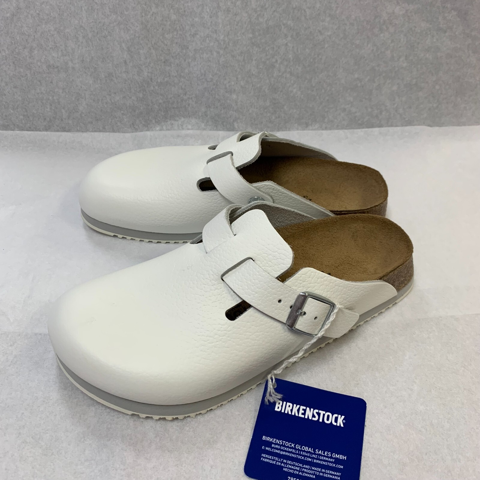 Birkenstock New w/ Box Boston Super Grip White Natural Leather Nar Select Size image 3