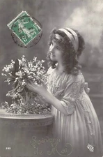 Old postcard fantasy, woman's art photo (139915)