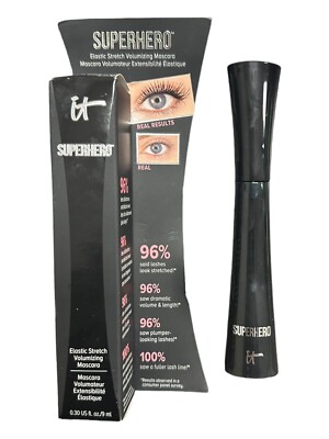 IT Cosmetics Superhero Mascara, Super Black Mascara  Full Size 0.3 oz