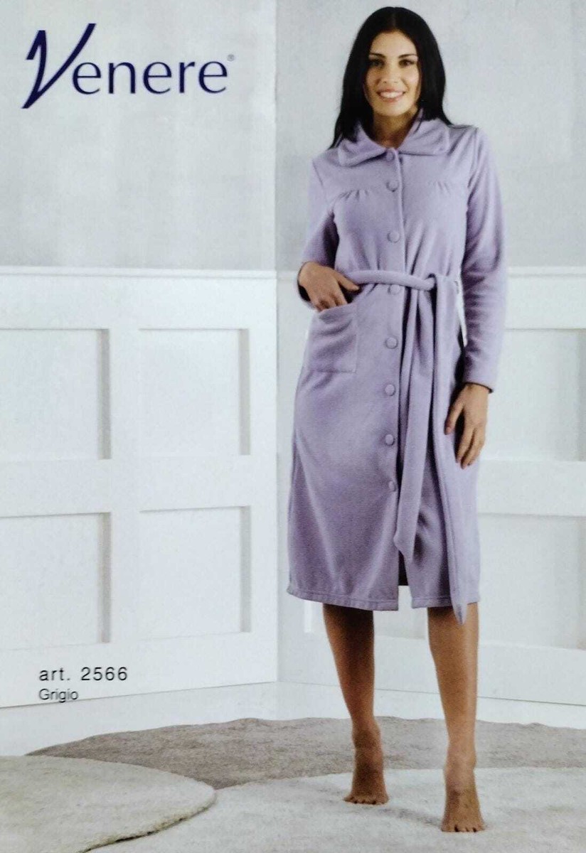 VENERE VESTAGLIA DONNA ABBOTTONATA INVERNALE IN CALDO PILE TAGLIA