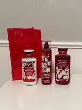 Bath & Body Works JAPANESE CHERRY BLOSSOM MIST CREAM & SHOWER GEL 3 pc GIFT SET