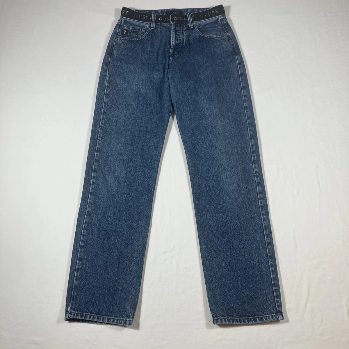 Vintage Guess Jeans 24x30 Blue Denim Straight Leg Button Fly USA Made