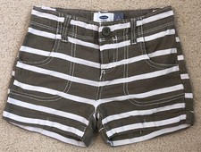 OLD NAVY size 7 Girls Tan & Ivory Striped Linen Blend Cuffed Shorts