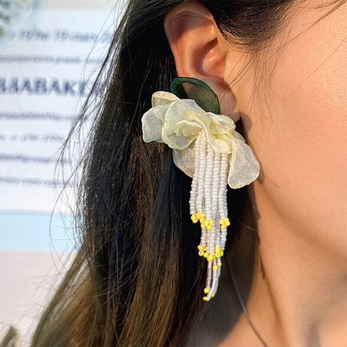 Fabric Drop Earrings Vintage Fashion Tassel Bohemian Statement Handmade Jewelry - Picture 79 of 225