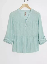 Anthropologie Dolan Baby Doll Peasant Top Bohemian Boho Sz.XS Light Blue NEW 