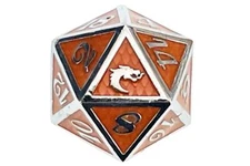Old School DnD RPG Metal D20: Dragon Scale - Orange