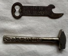 VINTAGE COKE COCA COLA CHURCH KEY BOTTLE OPENER SEE'S CANDIES HAMMER ROCKFORD IL