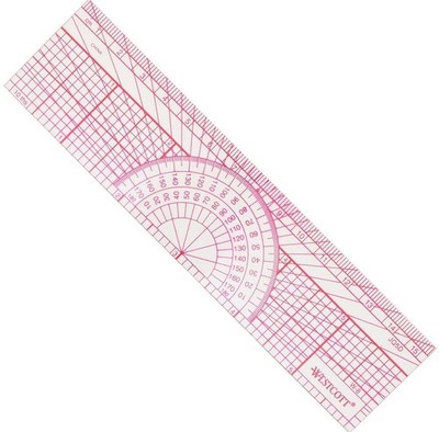 Engineers' Protractor Ruler, Dual-Scales Cm and Tenths-Inch, Back-to-School, ...