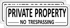 Private Property Sign 2 Pack , Aluminum No Trespassing Sign for House, 10" x 3.