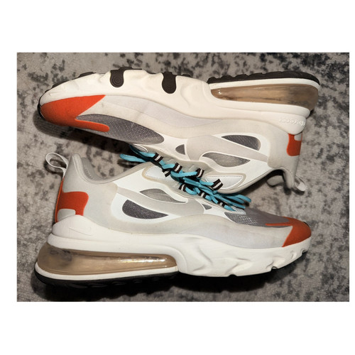 Nike Air Max 270 React Mid-Century Low Top Lace-Up White Orange Blue AT6174-200