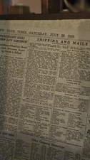 The New York Times Newspaper Saturday July 28, 1928 Bound Volume w/ COA