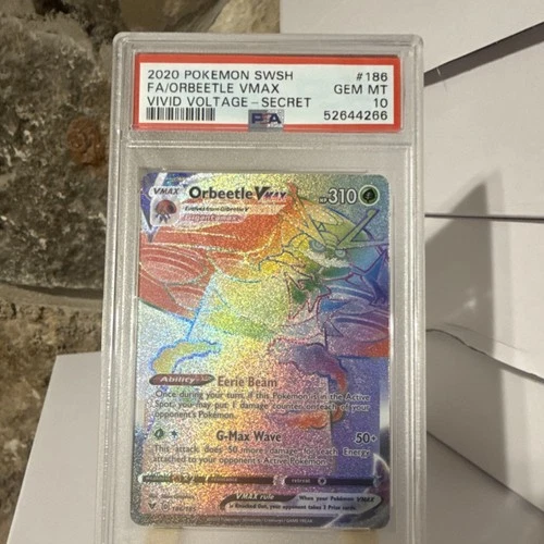 Pokémon TCG Orbeetle VMAX 186/185 Vivid Voltage PSA 10 Secret Rare Full Art Holo