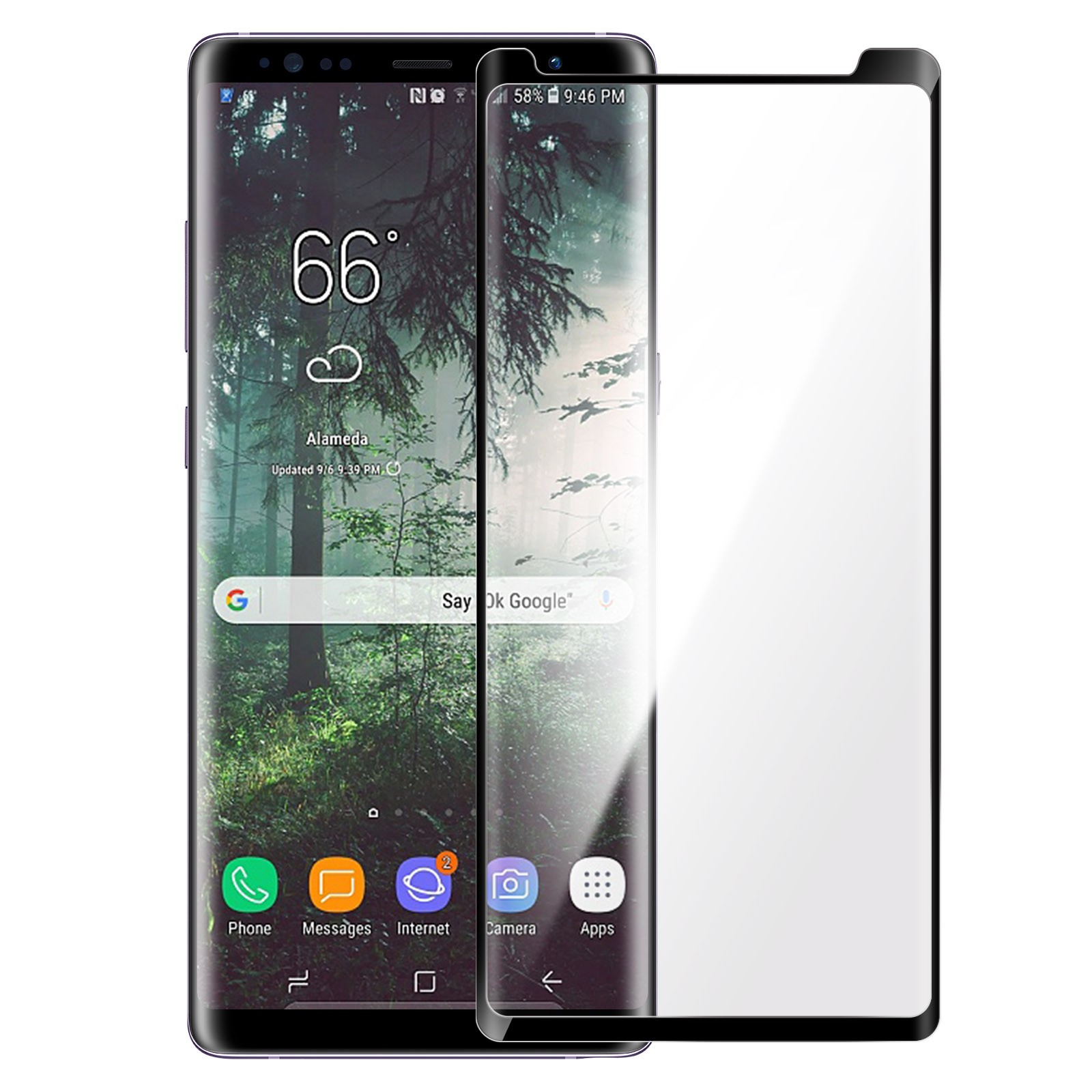 Film protecteur Galaxy Note 8 premium en verre incurvé avec bord noir