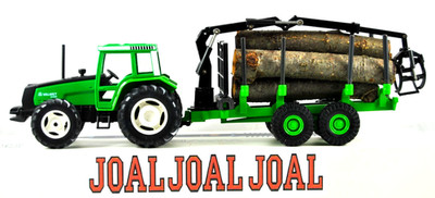 1:35 Joal 254 Valmet 8400 Farm Tractor + Timber Log Trailer mit Kran + Echtholz