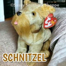 🤎 SCHNITZEL 🤎 2002 Ty Beanie Babies Tan Schnauzer DOG Mustache *MWMT*