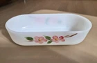 VINTAGE FIRE KING GAY FAD PEACH BLOSSOM OVAL REFRIGERATOR DISH MADE IN USA 9"x4"