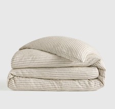 SOLD OUT Quince European 100 Linen Duvet Cover Natural White Stripe King Cal