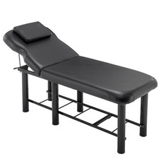 Adjustable Salon Massage Table with Premium PU Leather, Bottom Shelf Storage,