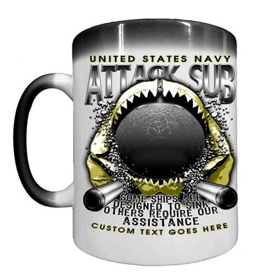 US Navy Attack Submarine Force Veteran Heat Activated 15 oz Ceramic Custom Coffe
