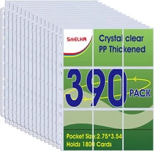 9 Pocket Page Protector, 390 Pack Trading Card Sleeve, 390PACK, Clear 