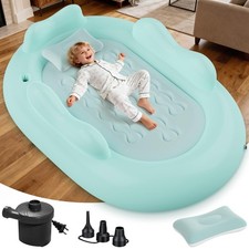 Inflatable Toddler Travel Bed Kids Air Mattress with Safety Sides Portable Bl...