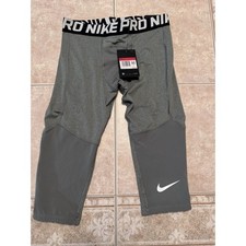 NIKE PRO JUNIOR 3/4 COMPRESSION TIGHTS CARBON/WHITE (BV3506-091) NWT Size Large