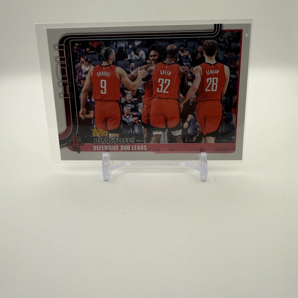 2025-26 Topps #297 VARIACIÓN DE IMAGEN DE ESPEJO DORADO Rockets SSP Foto 4 de 4