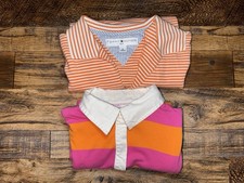 Tommy Hilfiger Golf Stripe Tops Lot Orange/White & Pink/Orange Womens Sz M