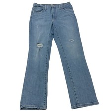 Levis Jeans Women 29 Blue 724 High Rise Straight Distressed Denim