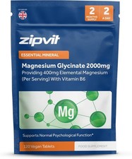 Magnesium Glycinate 2000mg with 400mg Elemental, Plus Vitamin B6, 120 Vegan Tabl 0.31 per thousand milligrams