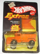 Vintage 1983 Hot Wheels 5905 Extras Oshkosh Snow Plow Truck Hong Kong Orange Moc
