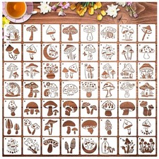 56 Pack Mushroom Stencils for Painting Moon Flowers Wall Decor 3 Inch