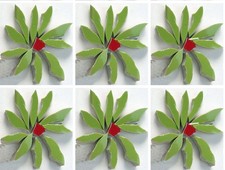 Green Floral Mosaic Tiles, 6 Green Daisy Broken China Mosaic Tile Arts and Craft