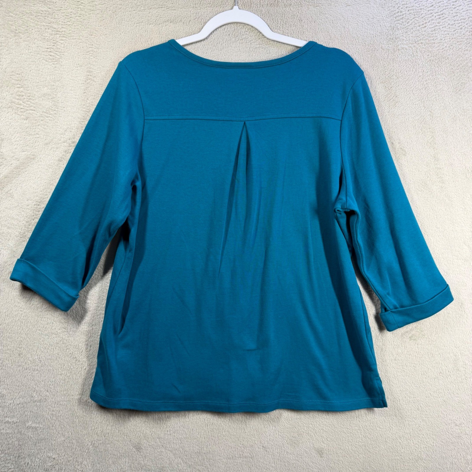 Quacker Factory Christmas Top Women Large Teal Embellished Holiday ...