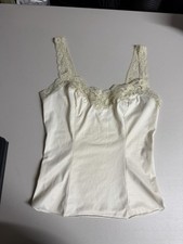 Van Raalte Vintage Tank Top Lace Trim Slip Retro 1980  s Lingerie Coquette