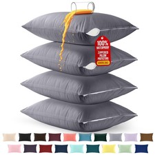 Premium 100 Waterproof Pillow Protectors with Zipper Queen Size Set of 4 , ...