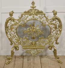 Ornate Pierced Brass Fire Screen