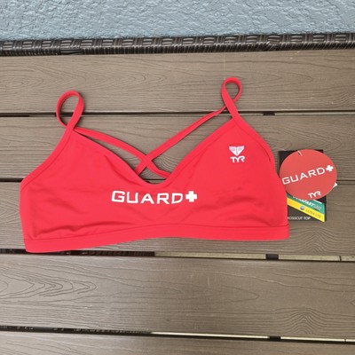 TYR Durafast Lite Life Guard Crosscut Bikini Swim TOP - Red - Size XL 14/16 New