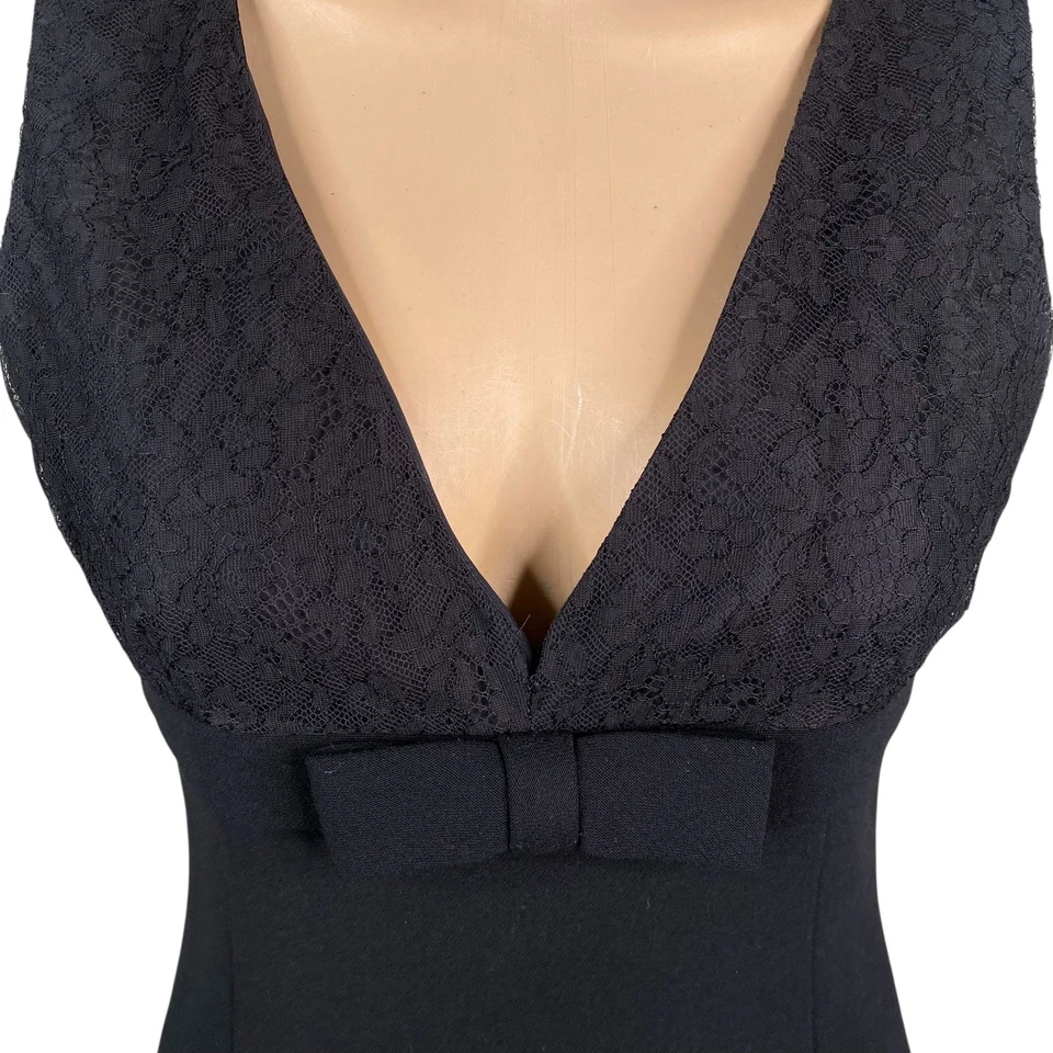 Платье-футляр Michael Kors черное натуральная шерсть кружевное с бантом - размер 4 - Изображение 3 из 4