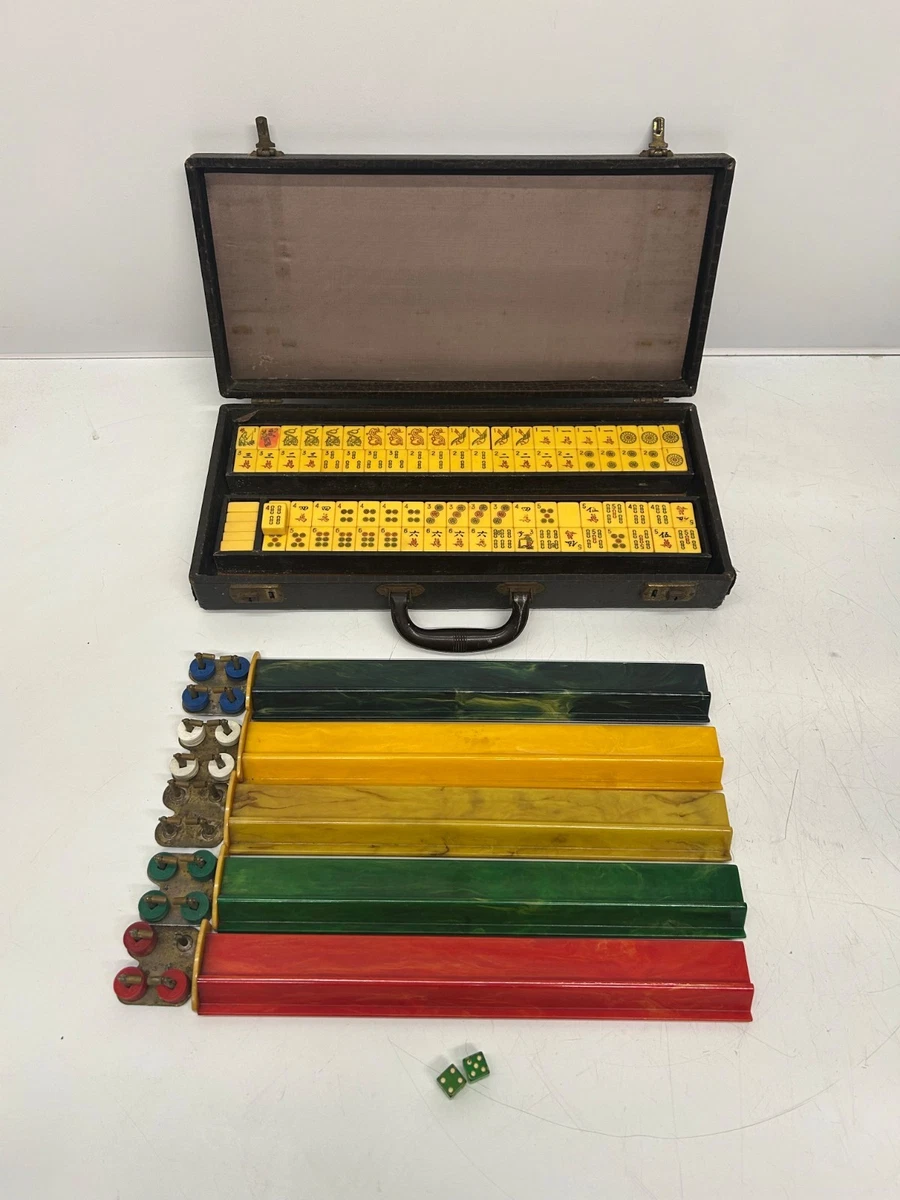 Ancien Ensemble De Mahjong En Bakélite - 175 Tuiles Et 4 Supports - Vintage